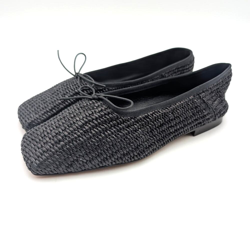 Mansur Gavriel Square Toe Mary Jane Ballerina Flat Women's Black Size US6 EU36